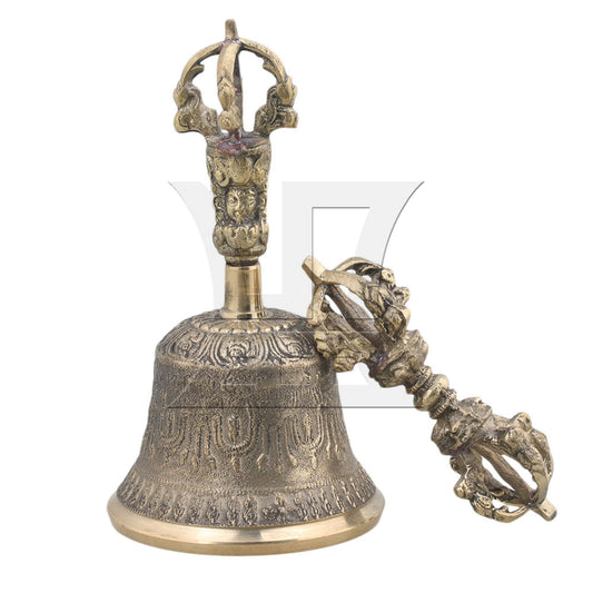 Golden Medium Size Tibetan Buddhist Hand Bell Prayer Bells 78mm Dia
