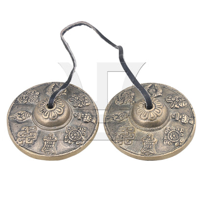 Tibetan Tingsha Cymbals Bell the Eight Auspicious Symbols Pattern