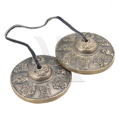 Tibetan Tingsha Cymbals Bell the Eight Auspicious Symbols Pattern