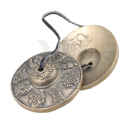 Tibetan Tingsha Cymbals Bell the Eight Auspicious Symbols Pattern