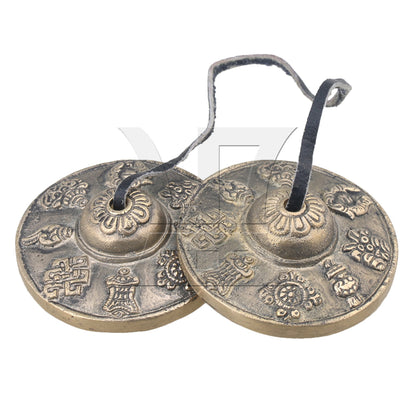 Tibetan Tingsha Cymbals Bell the Eight Auspicious Symbols Pattern