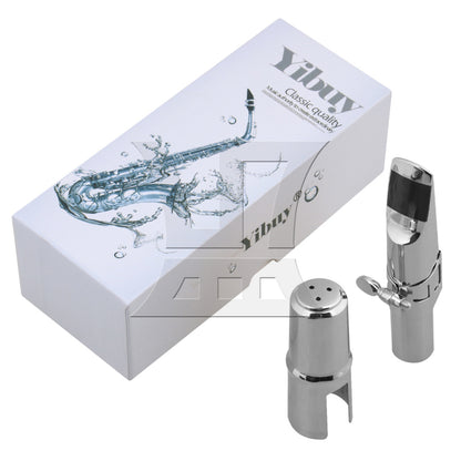 BQLZR Yibuy Tenor Saxophone Sax Mouthpiece with Square Ligature Silver 6# B-Flat