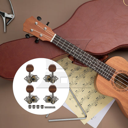 Yibuy Zinc Alloy Wood Material 2R2L Tuning Head Tuners for 4 String Ukulele
