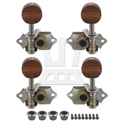 Yibuy Zinc Alloy Wood Material 2R2L Tuning Head Tuners for 4 String Ukulele