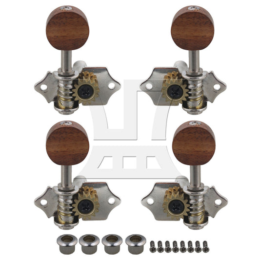 Yibuy Zinc Alloy Wood Material 2R2L Tuning Head Tuners for 4 String Ukulele