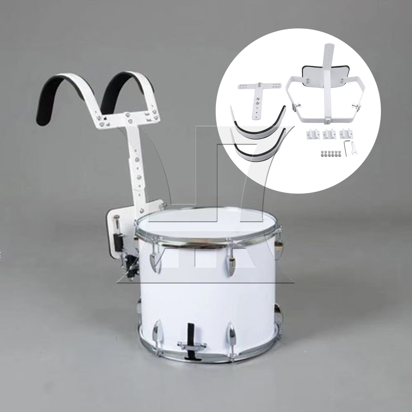 BQLZR 33x23.5cm White Steel Marching Drum Carrier Holder for 10" 12" 13" Drum