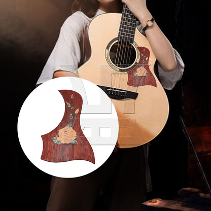 BQLZR Mahogany Peony Pattern Double-Sided Adhesive Wood Guitar Pickguard