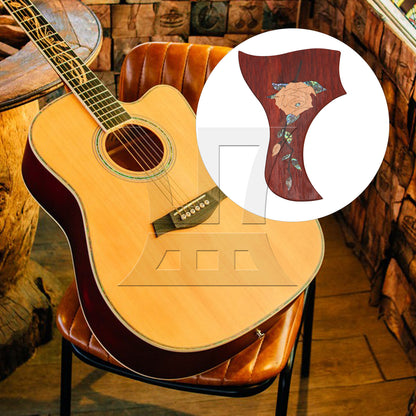 BQLZR Mahogany Peony Pattern Double-Sided Adhesive Wood Guitar Pickguard