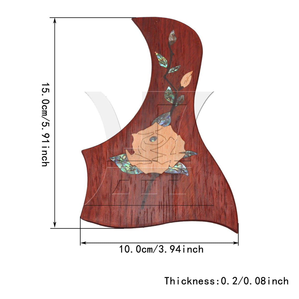 BQLZR Mahogany Peony Pattern Double-Sided Adhesive Wood Guitar Pickguard