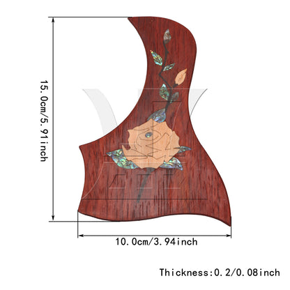 BQLZR Mahogany Peony Pattern Double-Sided Adhesive Wood Guitar Pickguard