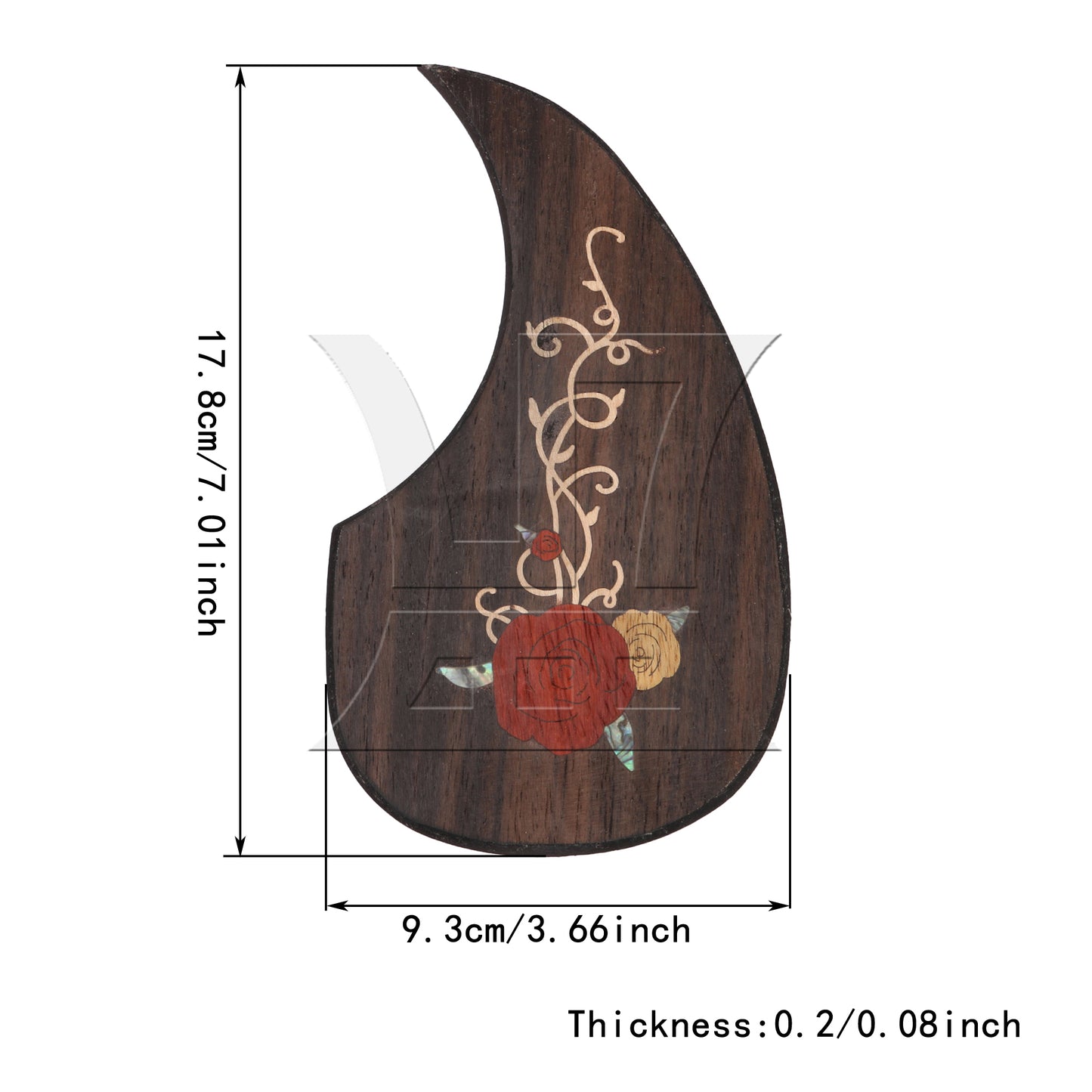 BQLZR Rose Pattern Double-Sided Adhesive Guitar Pickguard for 40-41Inch Guitar