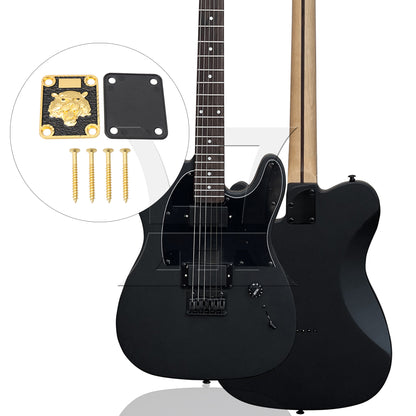 BQLZR Guitar Neck Plate Gold & Black Animal Head Pattern and Screws Zinc Alloy