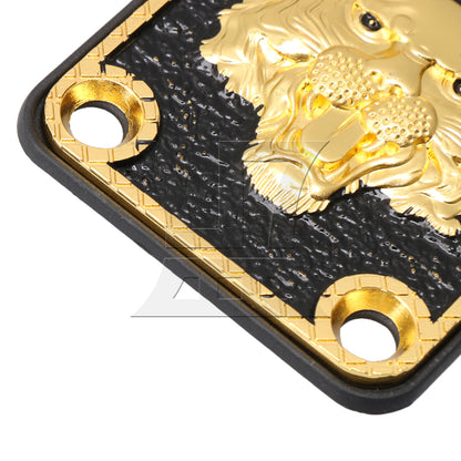 BQLZR Guitar Neck Plate Gold & Black Animal Head Pattern and Screws Zinc Alloy