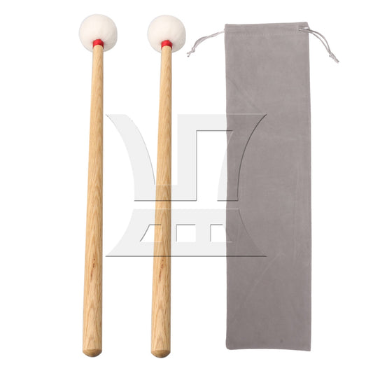 2Pieces Timpani Mallets Middle-hard Style Mallets Felt Heads Wood Handle