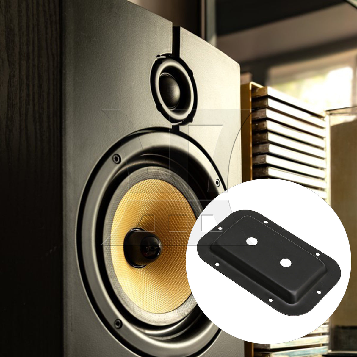 BQLZR Black Steel Jack Plate & 1/4" Connectors for Speakers Monitor Cabinets