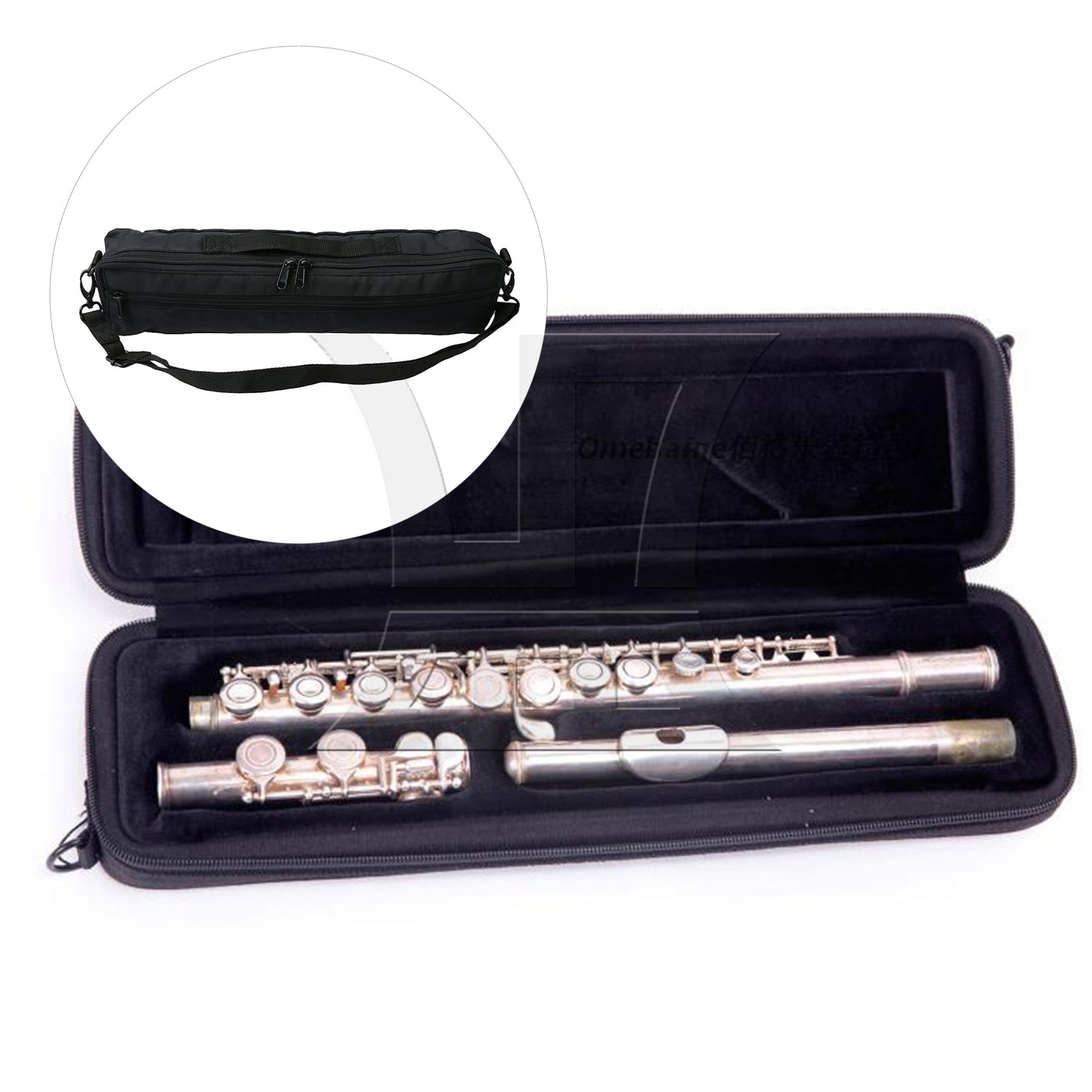 BQLZR 13x6x41cm Portable Canvas 16 Hole Flute Soft Case Handbag Gig Bag Black