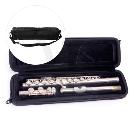 BQLZR 13x6x41cm Portable Canvas 16 Hole Flute Soft Case Handbag Gig Bag Black