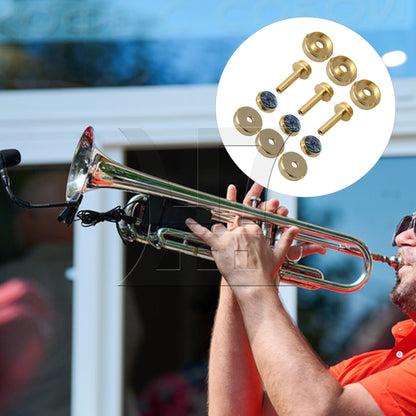 BQLZR 3x Trumpets Abalone Shell Finger Buttons Top Bottom Valve Caps Connecting Rods