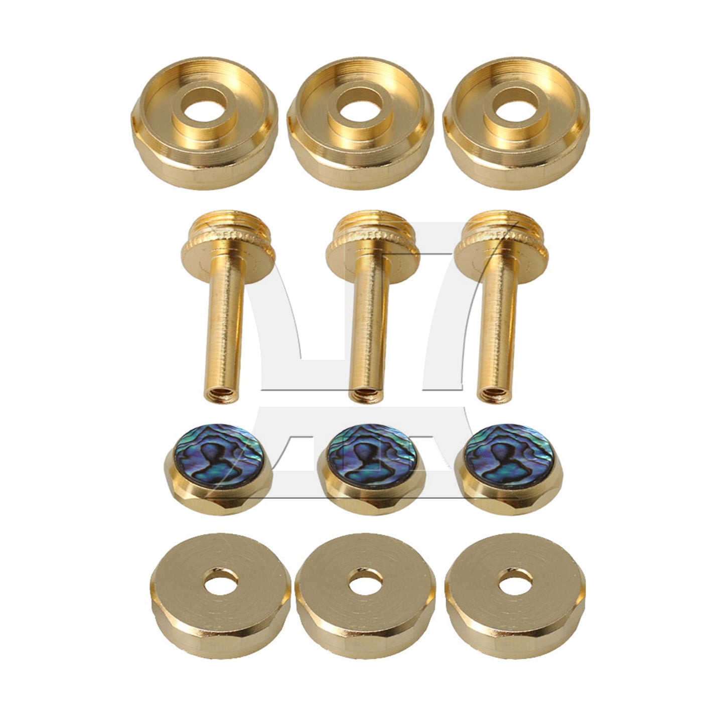 BQLZR 3x Trumpets Abalone Shell Finger Buttons Top Bottom Valve Caps Connecting Rods