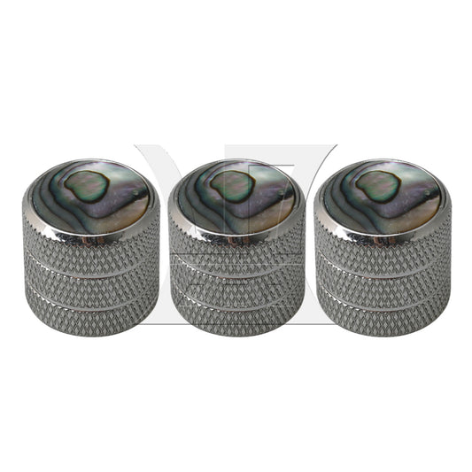 3pcs Guitar Knobs Domed Volume Control Knobs for Electric Guitar Bass Silver