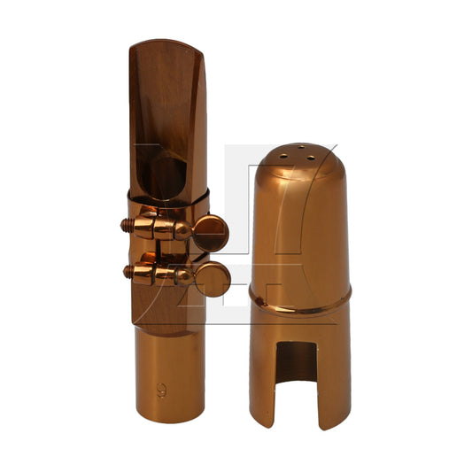 Brass 9# Bb B Flat Tenor Saxophone Mouthpiece Ligature Cap Kit Rose Golden