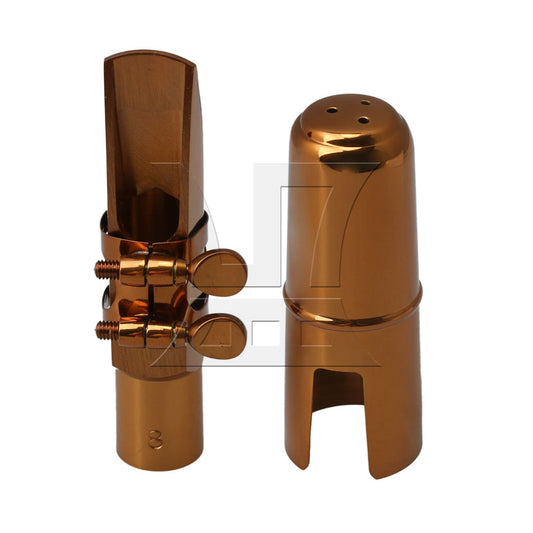 8# Brass Rose Golden Saxophone Mouthpiece Cap Ligature Kit for Bb Alto Sax