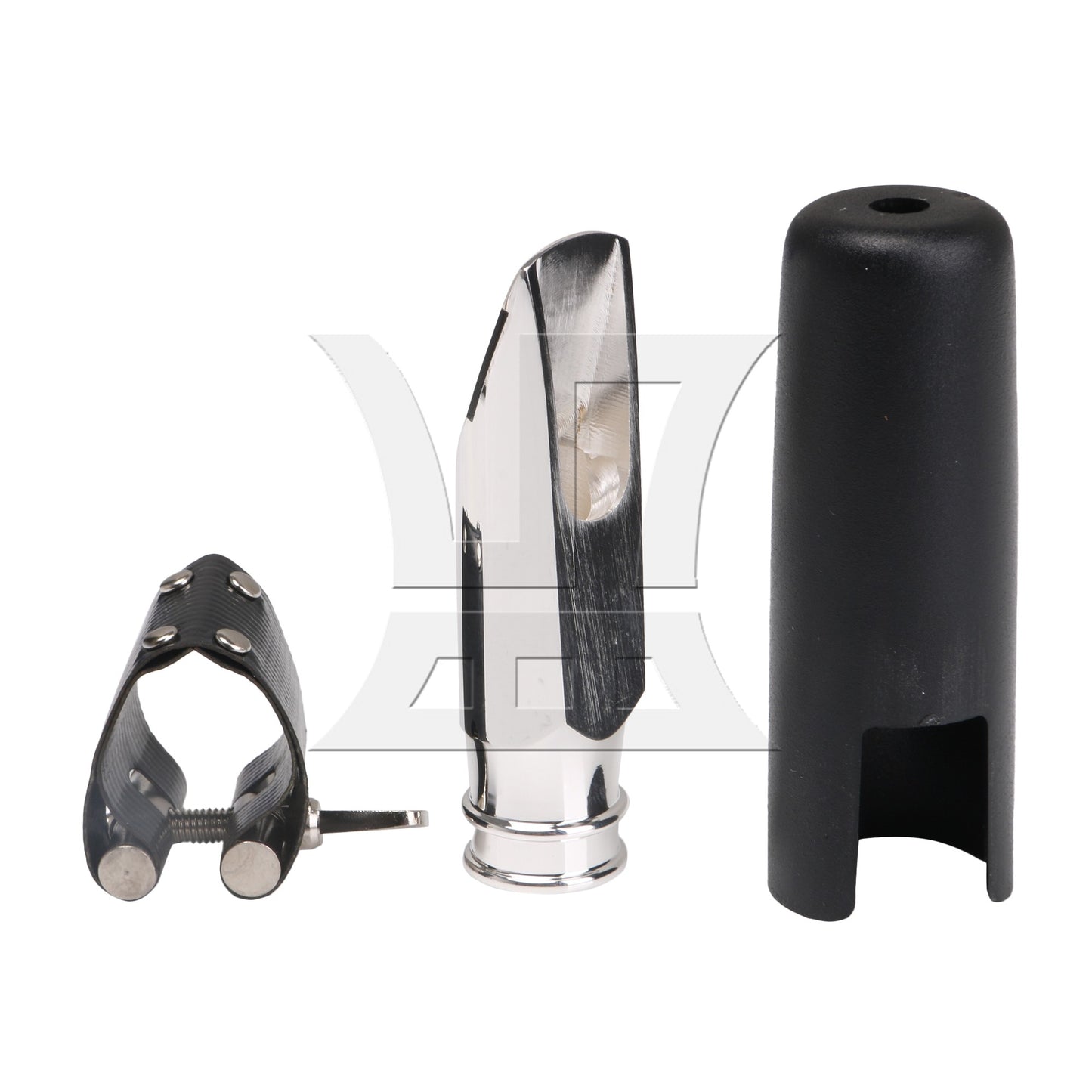 Silver Plated JAZZ 6# Mouthpiece Leather Ligature Set for Bb Soprano Saxophone