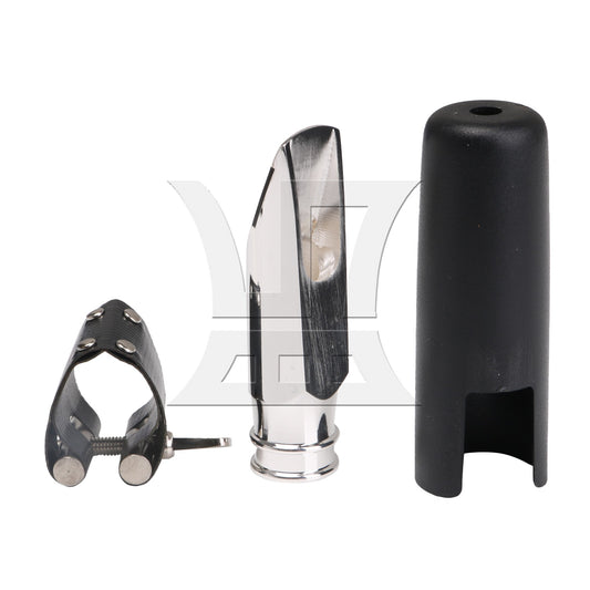Silver Plated JAZZ 6# Mouthpiece Leather Ligature Set for Bb Soprano Saxophone
