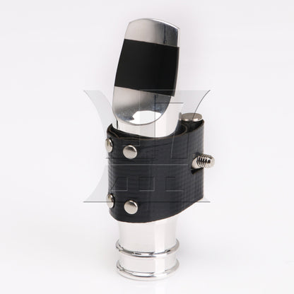 Silver Plated JAZZ 6# Mouthpiece Leather Ligature Set for Bb Soprano Saxophone