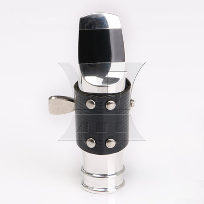 Silver Plated JAZZ 6# Mouthpiece Leather Ligature Set for Bb Soprano Saxophone