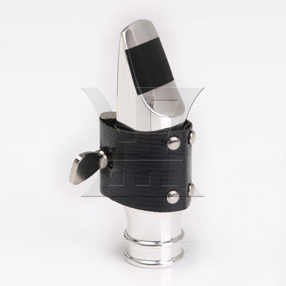 Silver Plated JAZZ 6# Mouthpiece Leather Ligature Set for Bb Soprano Saxophone