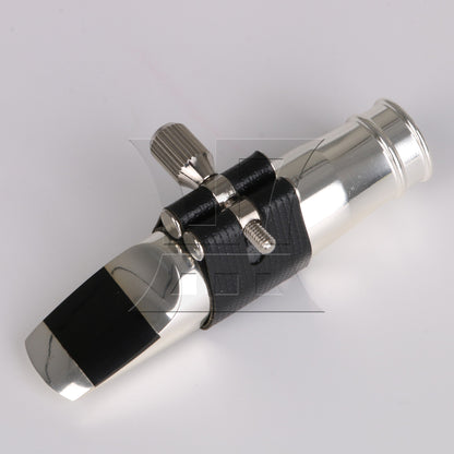 Silver-Plated Alto Sax Eb Mouthpiece 9# Music Instrument w/ PU Leather Cap