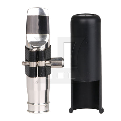 Silver-Plated Alto Sax Eb Mouthpiece 9# Music Instrument w/ PU Leather Cap