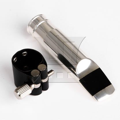 Silver-Plated Alto Sax Eb Mouthpiece 9# Music Instrument w/ PU Leather Cap