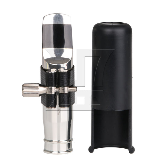 Professional Silver Plated Alto Sax B-flat Mouthpiece 7# w/PU Leather Clip Cap