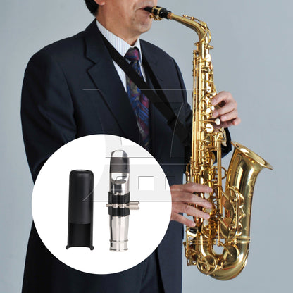 BQLZR Tenor Sax Mouthpiece Leather Ligature Fastener with PU Cap Silver