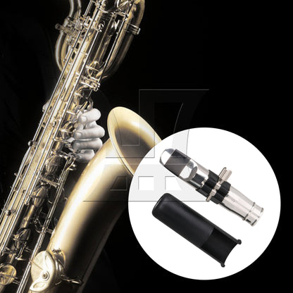 BQLZR Tenor Sax Mouthpiece Leather Ligature Fastener with PU Cap Silver