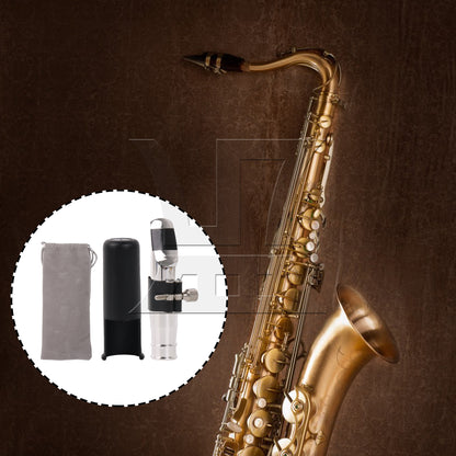 BQLZR Tenor Sax Mouthpiece Leather Ligature Fastener with PU Cap Silver