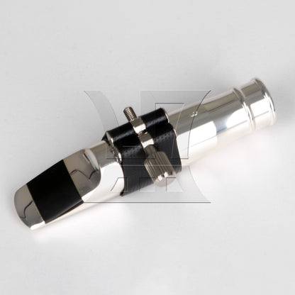 BQLZR Tenor Sax Mouthpiece Leather Ligature Fastener with PU Cap Silver