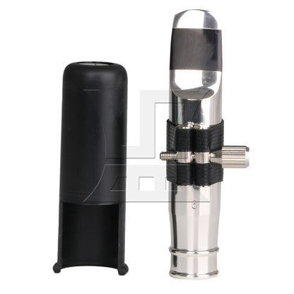BQLZR Tenor Sax Mouthpiece Leather Ligature Fastener with PU Cap Silver