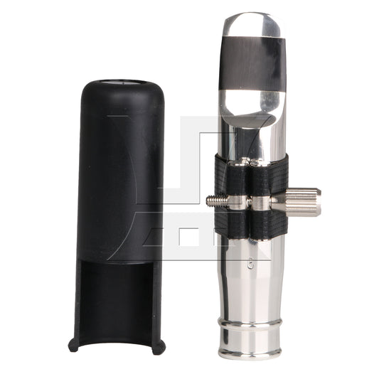 BQLZR Tenor Sax Mouthpiece Leather Ligature Fastener with PU Cap Silver