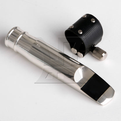 BQLZR Tenor Sax Mouthpiece Leather Ligature Fastener with PU Cap Silver
