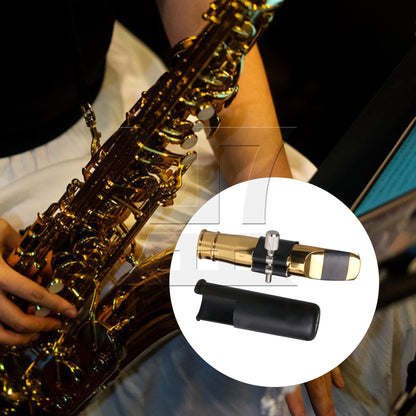 BQLZR Professional Gold-Plating Tenor Saxophone Mouthpiece 7# PU Leather Clip Cap