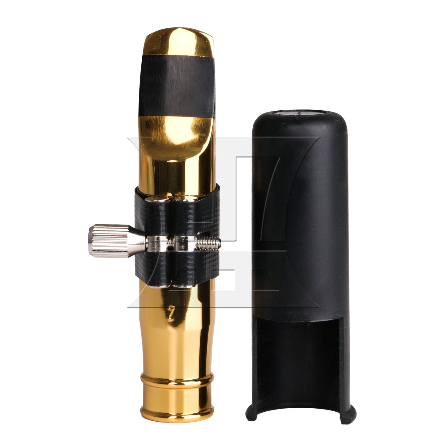 BQLZR Professional Gold-Plating Tenor Saxophone Mouthpiece 7# PU Leather Clip Cap
