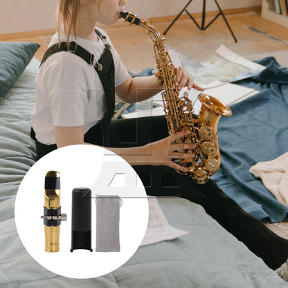 BQLZR Professional Gold-Plating Tenor Saxophone Mouthpiece 7# PU Leather Clip Cap