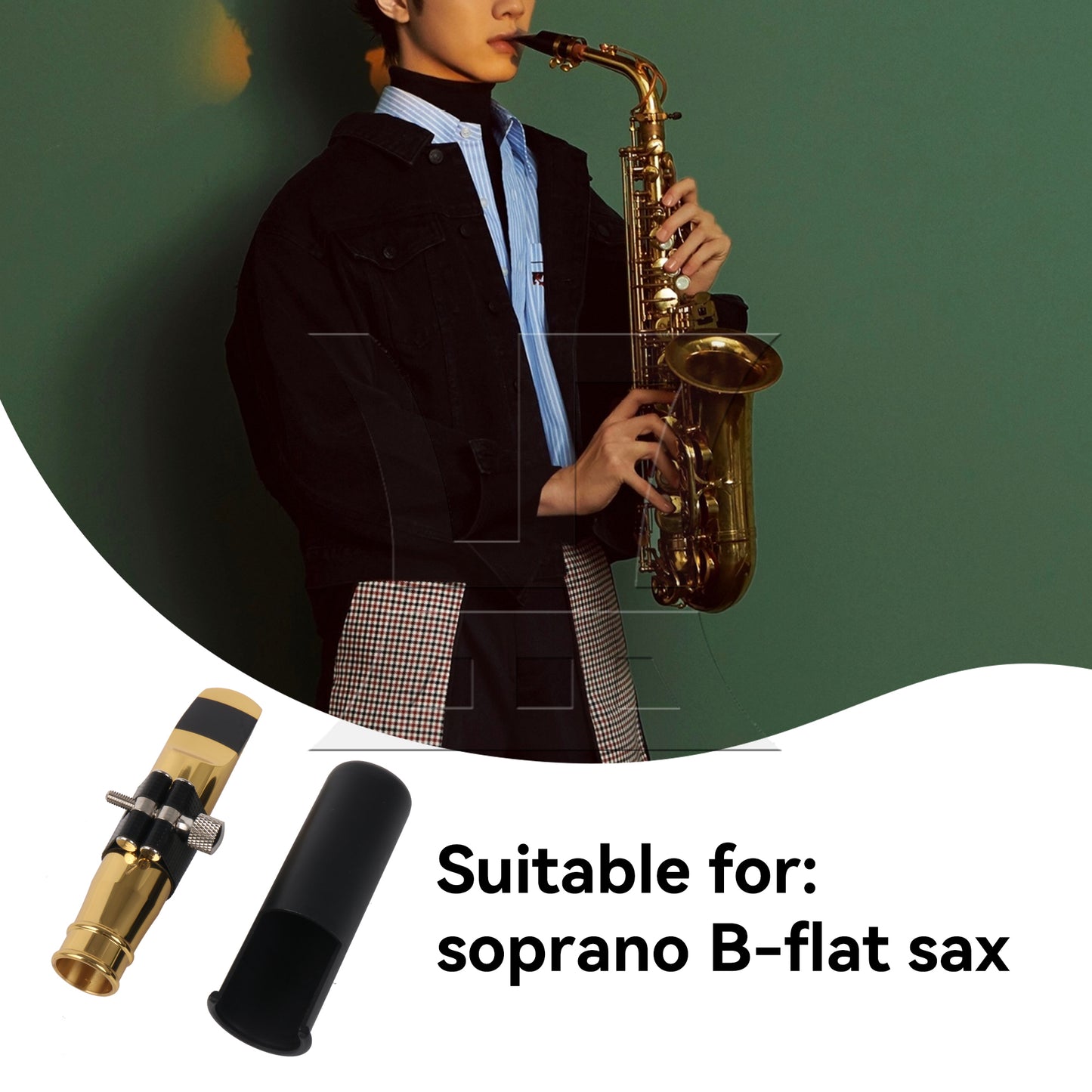BQLZR Professional Gold-Plating Tenor Saxophone Mouthpiece 7# PU Leather Clip Cap