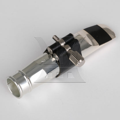 BQLZR 7# Jazz Tenor Sax Mouthpiece PU Leather Ligature Fastener Cap Silver