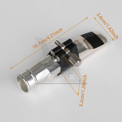 BQLZR 7# Jazz Tenor Sax Mouthpiece PU Leather Ligature Fastener Cap Silver