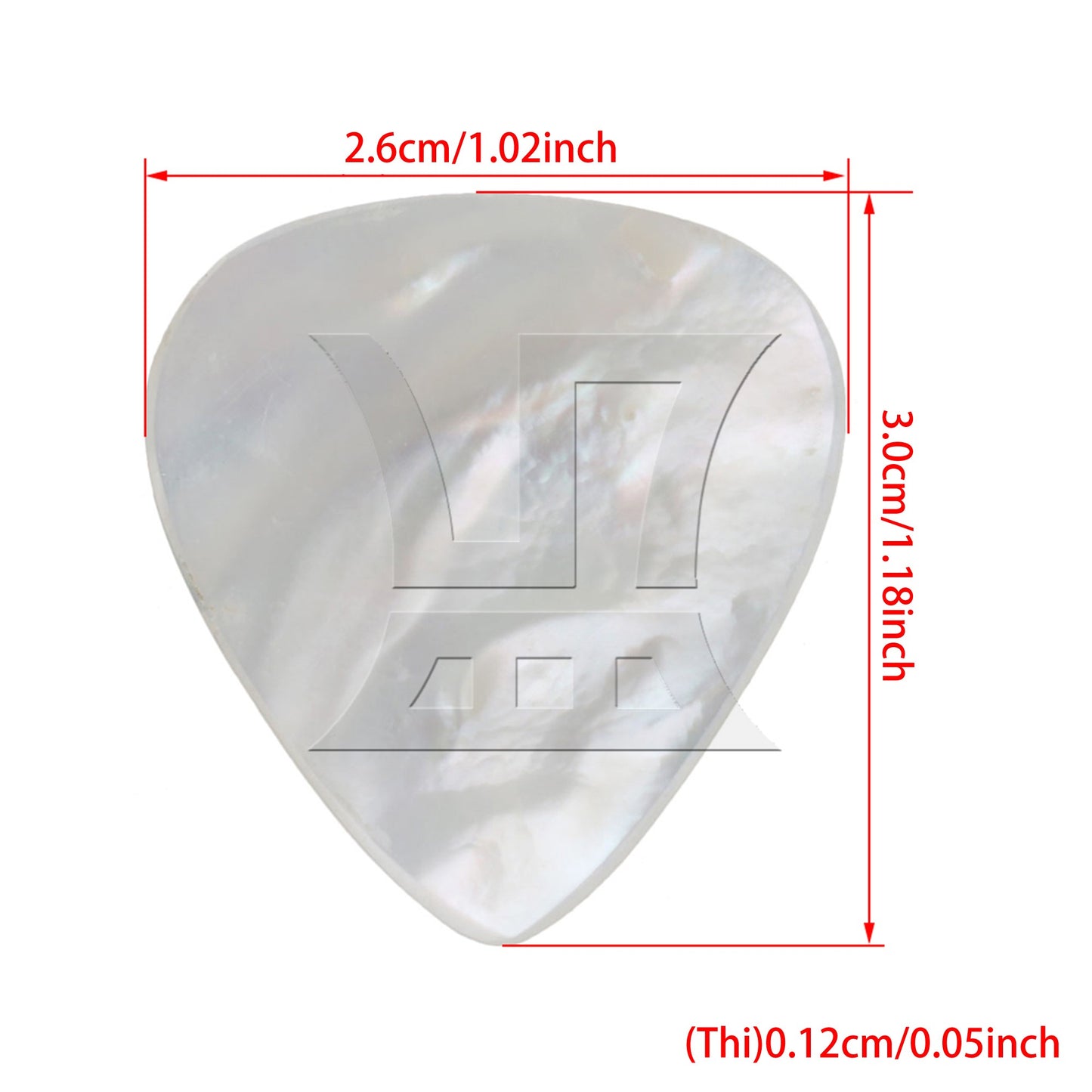 30x26x1.2 MM Guitar Pick for Classical Guitar White Seashell
