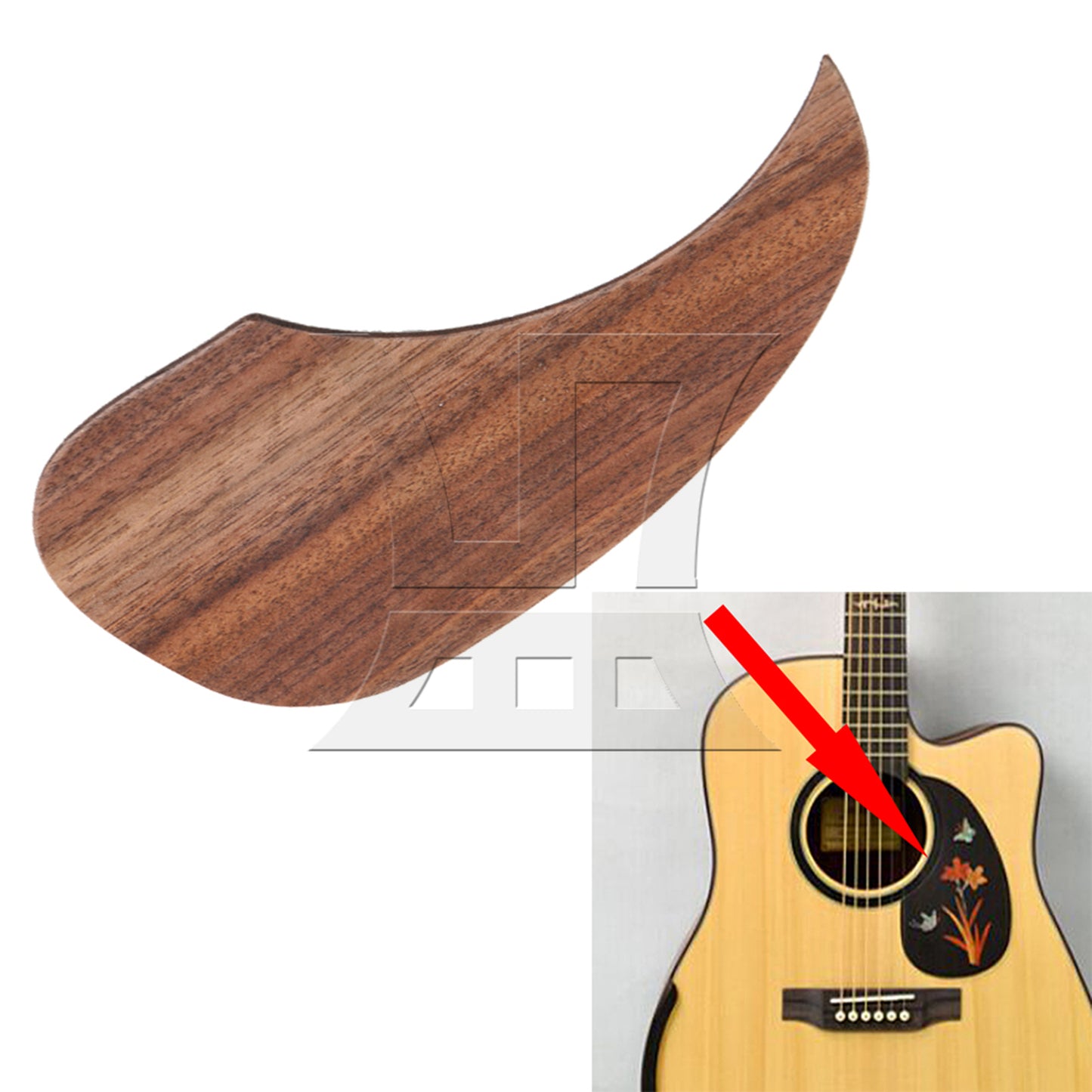 BQLZR Ebony Wood Pickguard Scratch Plate Replacement for 40/41" Folk Acoustic Guitar